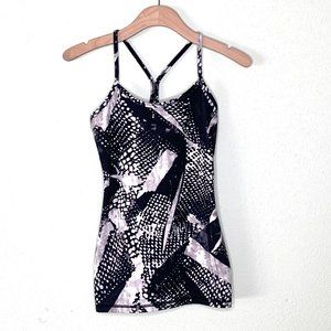 Lululemon Power Y Tank Graphic Print Black/Gray Size 4